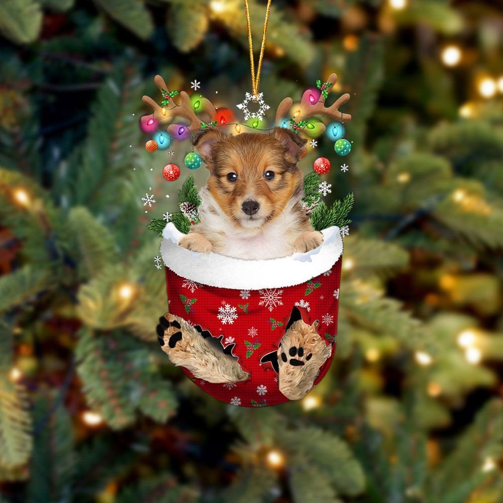 Shetland Sheepdog 2 In Snow Pocket Ornament