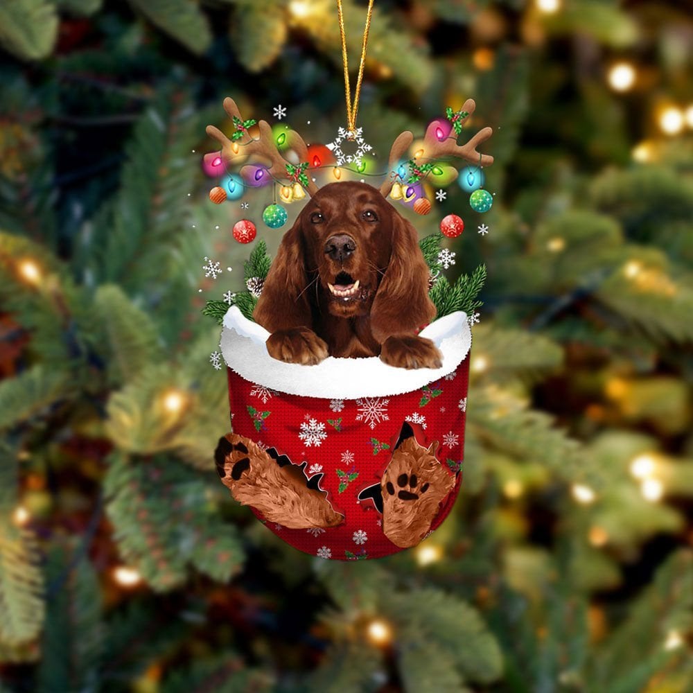 Irish Setter In Snow Pocket Ornament