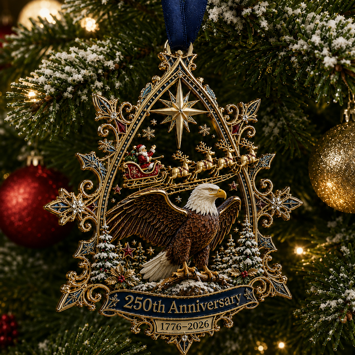 π₯250th Anniversary: Santa Flying Over the White House on a Snowy Night