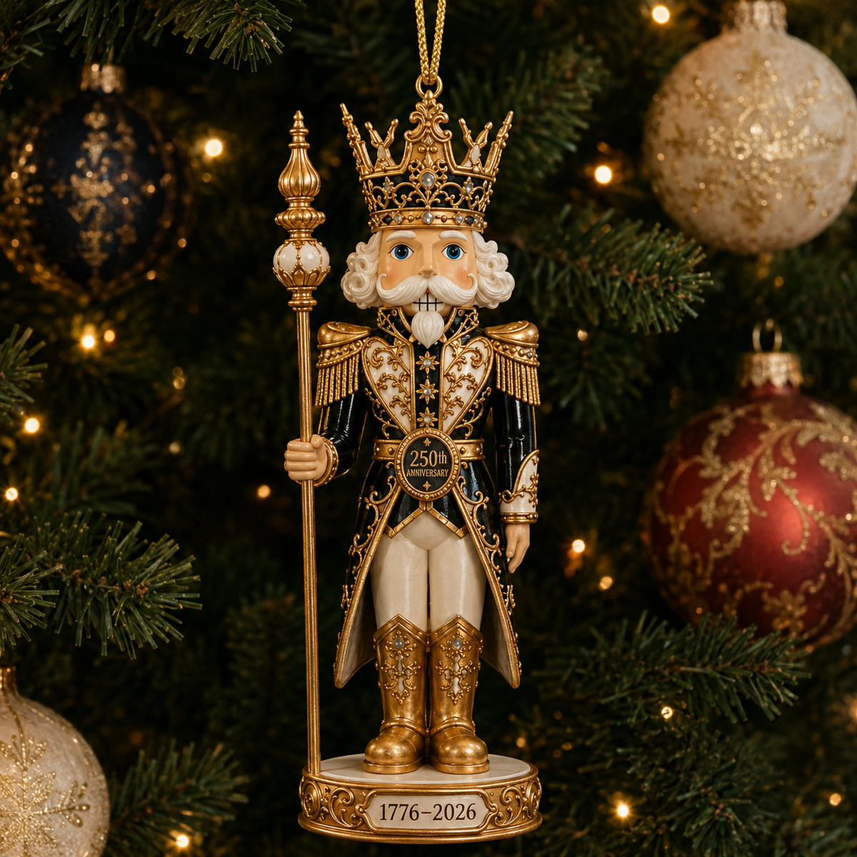 ✨2026 America 250th Anniversary Black & Gold Nutcracker King Ornament