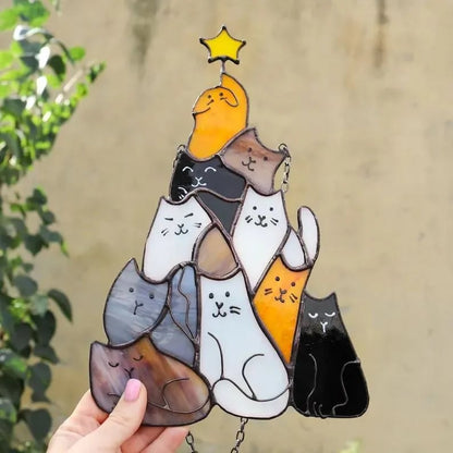 🎄Last Day 60% OFF😻Cat Christmas Tree Suncatcher Ornament