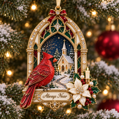 Cardinal Window View Commemorative Christmas Tree Ornament