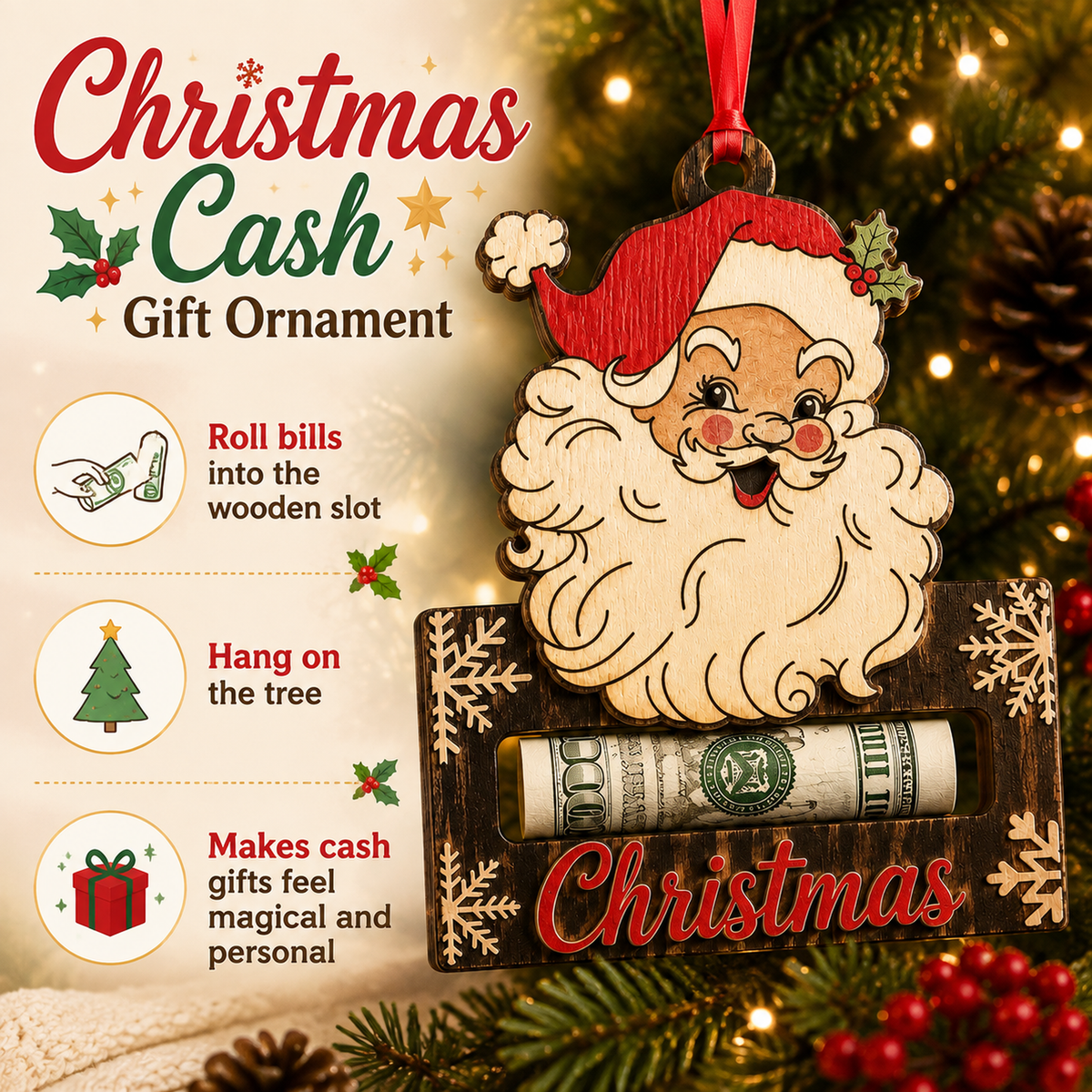Christmas Cash Gift Ornament | Money Holder Tree Decoration 10 Styles