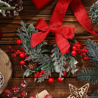 🔥Last Day 49% OFF✨6-Pack Christmas Mini Window Wreaths with Ribbon Bows & Red Berries