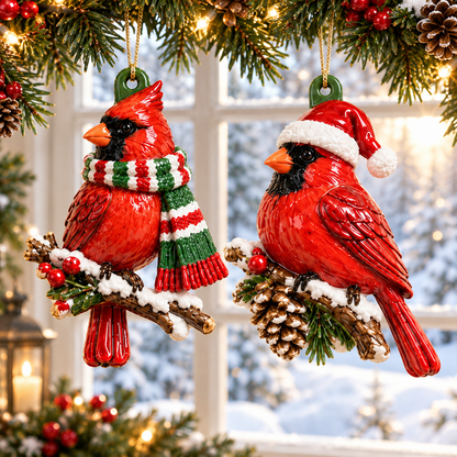 Cozy Christmas Cardinals Christmas tree ornaments