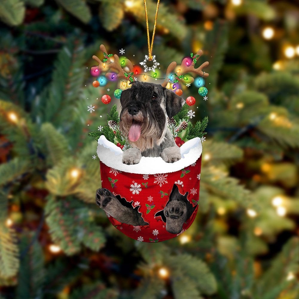 Standard Schnauzer In Snow Pocket Ornament