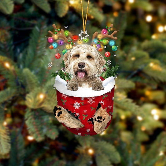 Goldendoodle 1 In Snow Pocket Ornament