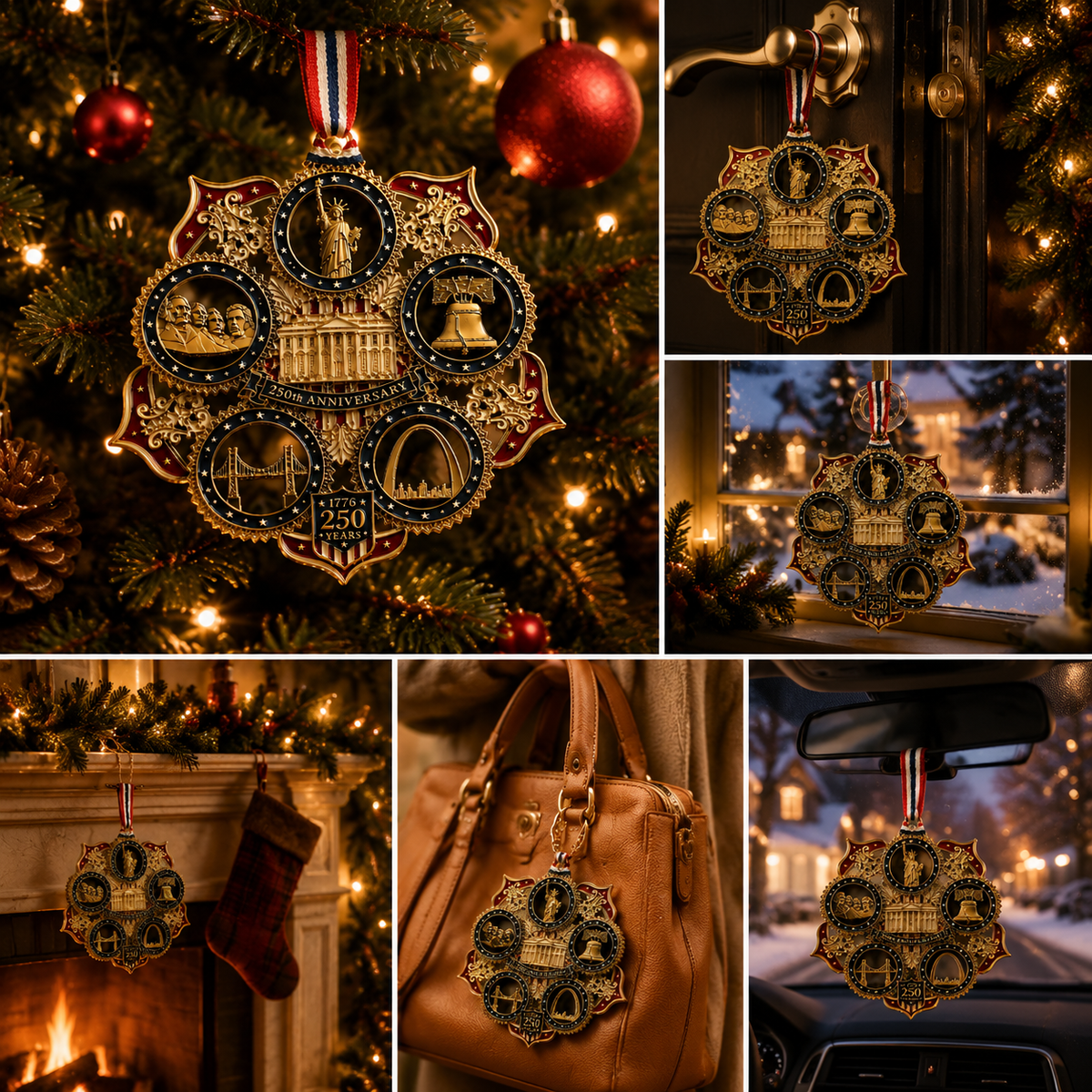 USA 250th Anniversary Christmas Tree Ornament – Patriotic Commemorative Keepsake 1776–2026