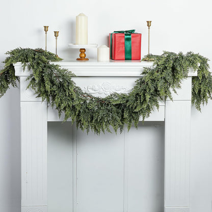 ✨LAST DAY ONLY 49% OFF🔥6 Ft 2Pcs Realistic Artificial Cedar Pine Garland