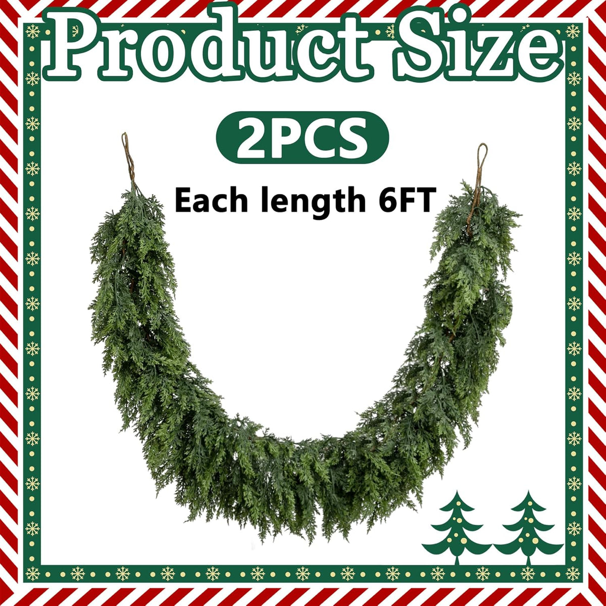 ✨LAST DAY ONLY 49% OFF🔥6 Ft 2Pcs Realistic Artificial Cedar Pine Garland