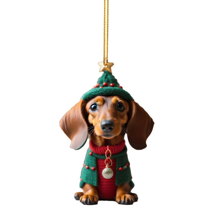 Christmas Cartoon Dog Christmas Tree Ornament