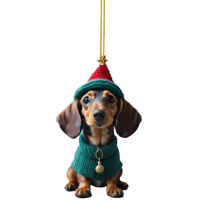 Christmas Cartoon Dog Christmas Tree Ornament