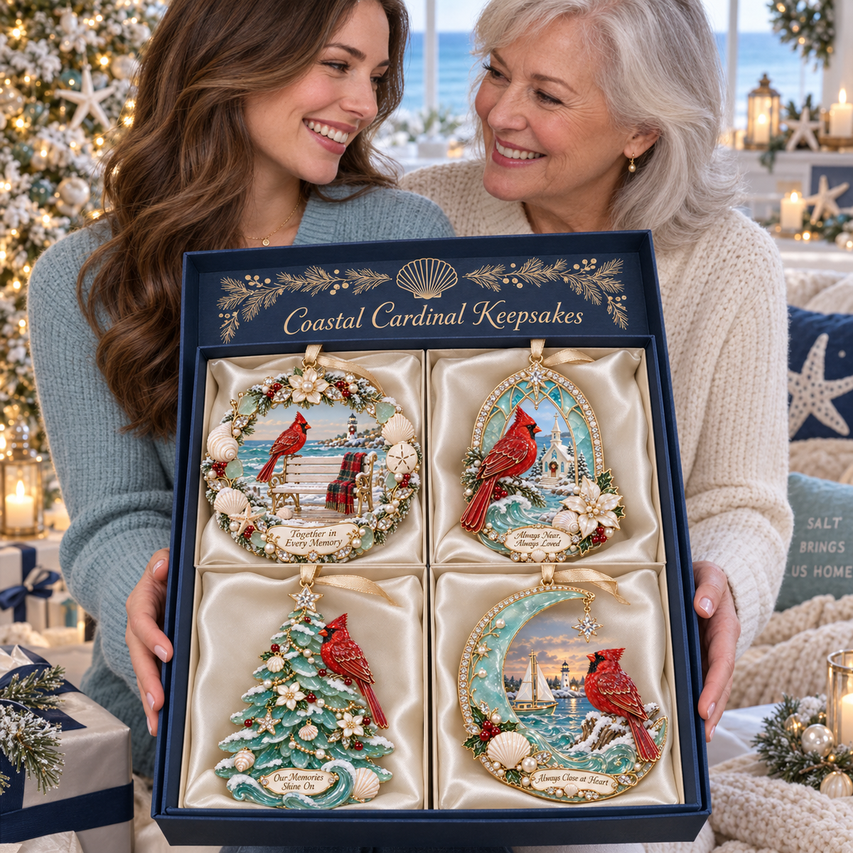 Coastal Cardinal Christmas Keepsakes