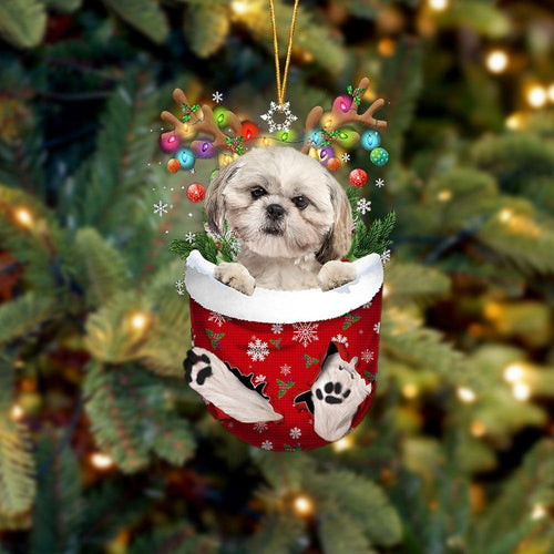 CREAM Shih Tzu In Snow Pocket Ornament