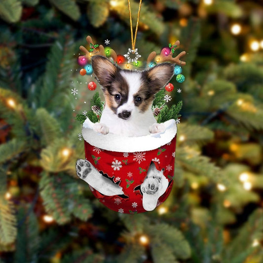 Papillon 1 In Snow Pocket Ornament