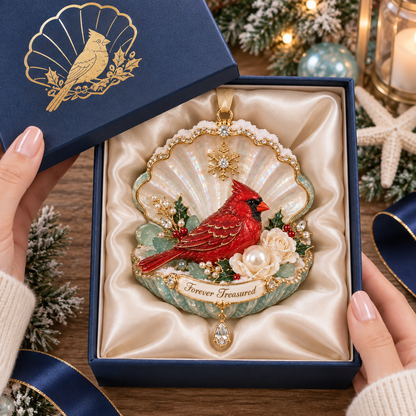 Forever Treasured –  Coastal Cardinal Christmas Memorial Ornament Set