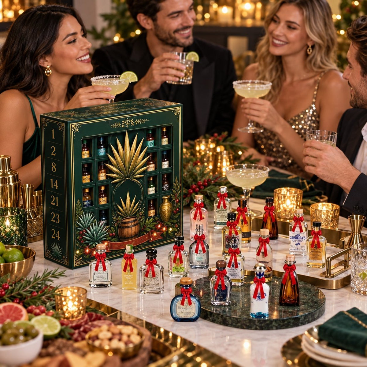 🎁✨ 24-Day Mini Tequila Bottle Advent Calendar – Holiday Countdown, Bar Decor & Collector Gift
